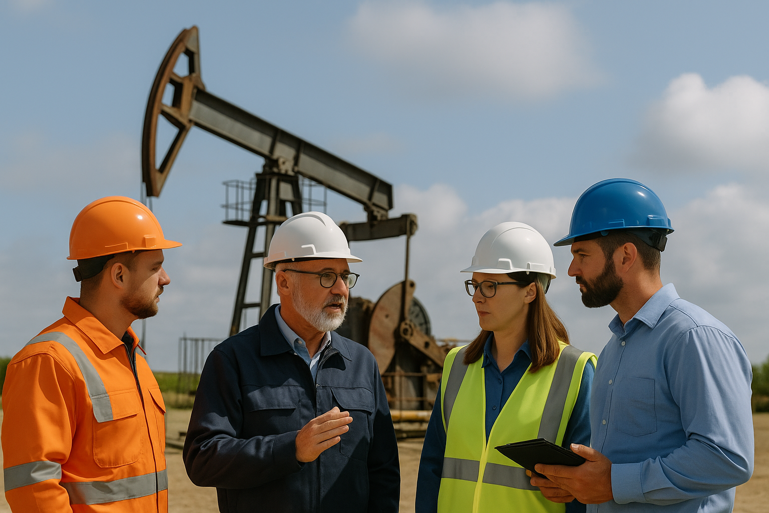 Oilfield professionals working together